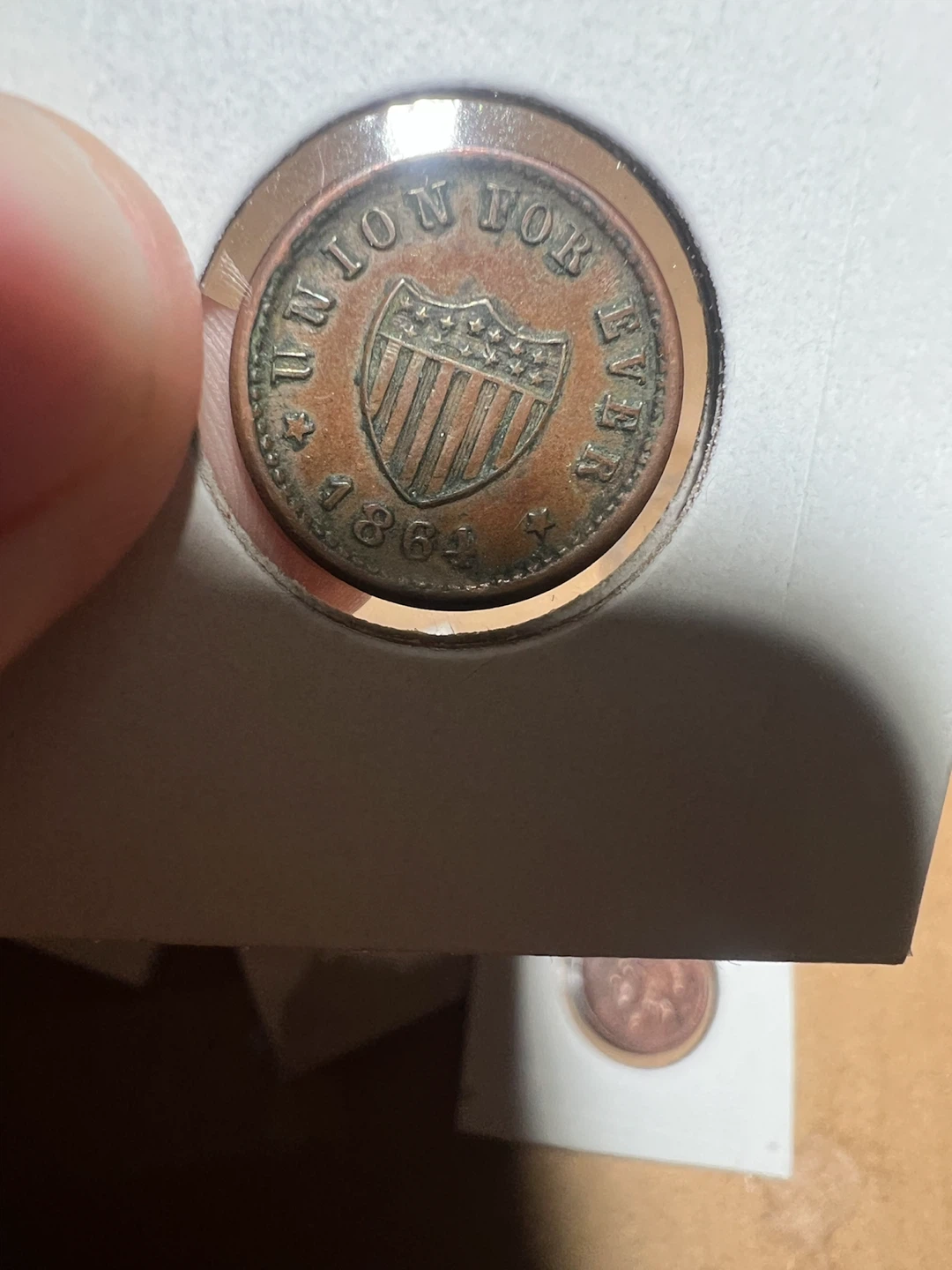 1864 Union For Ever Civil War Token - photo 2