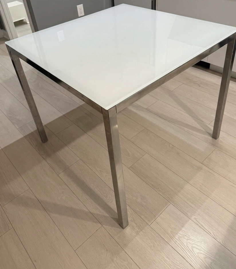 White Glass Top Dining Table