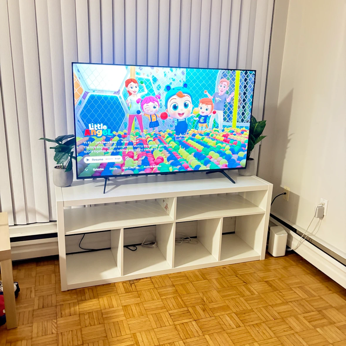 White IKEA Kallax TV stand