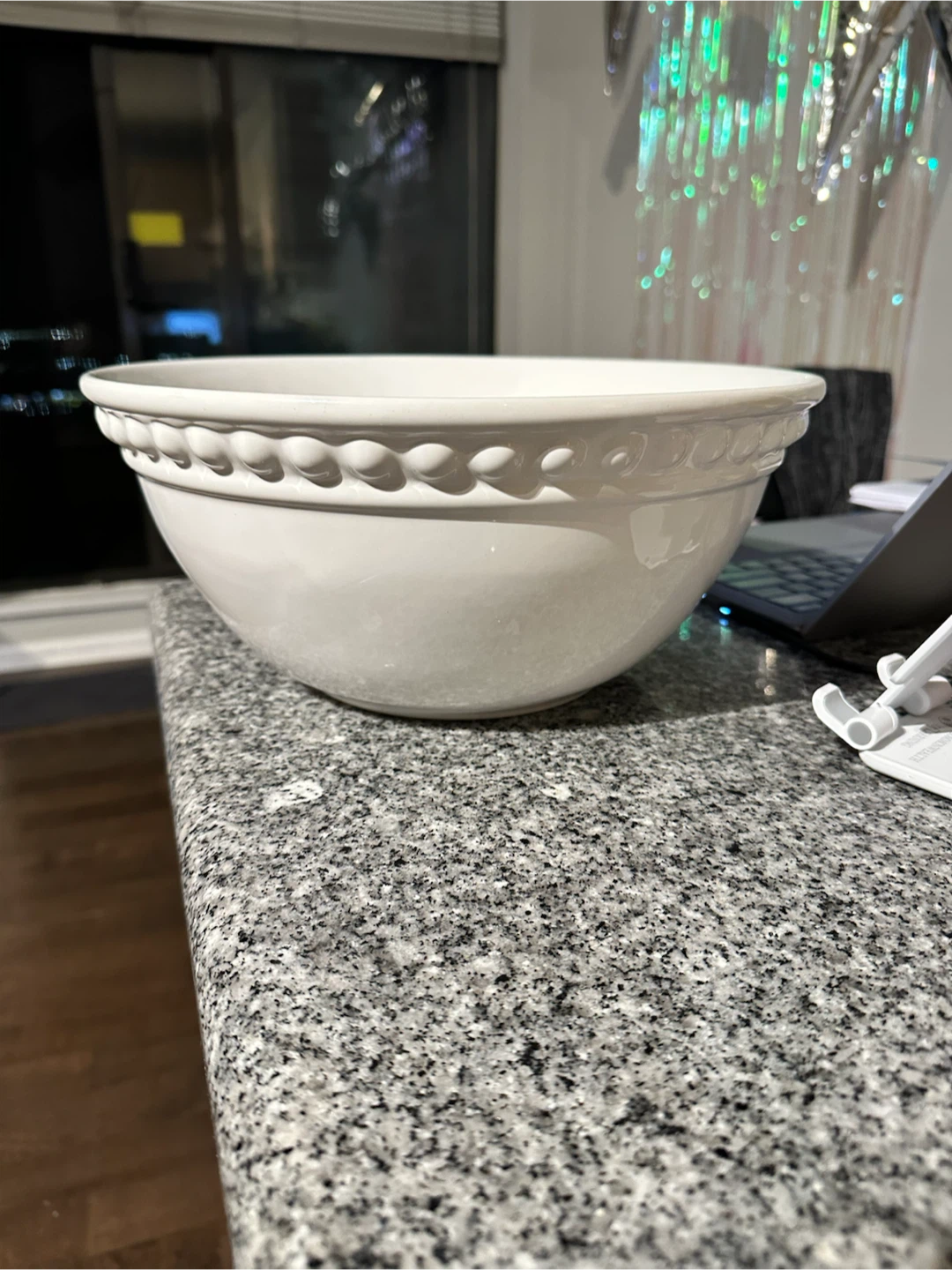 Set of Two White Ceramic Beaded Bowls - photo 2