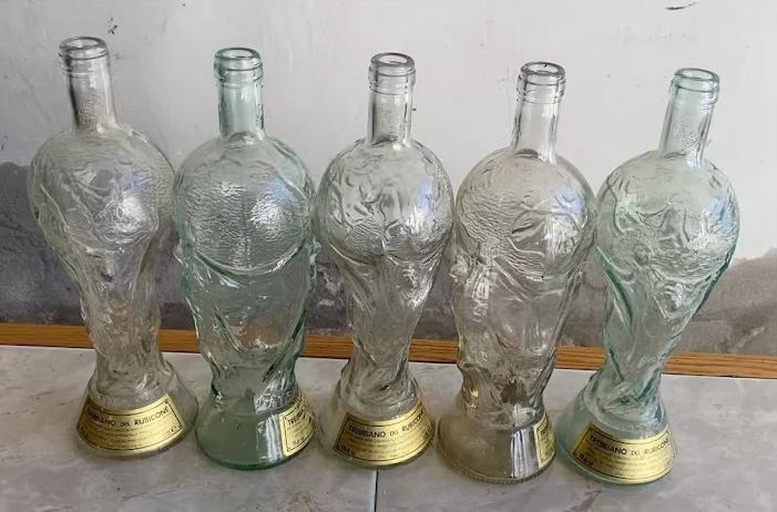 Vintage 1972 FIFA World Cup Trophy Bottles + Italian Brandy Bot