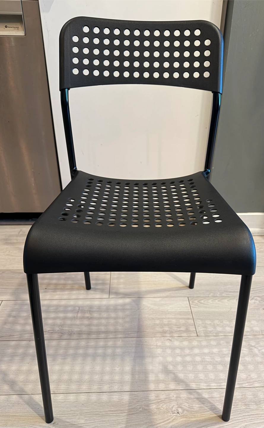 Pair of IKEA Black Perforated Dining Chairs - Set of 2 - photo 2