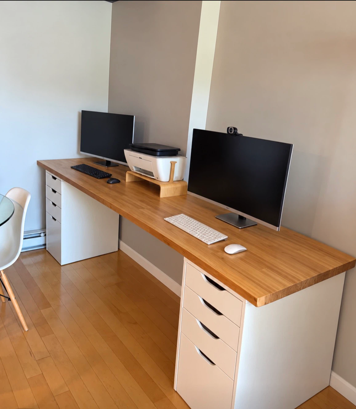 Custom IKEA ALEX Desk with Solid Live-Edge Sequoia Countertop
