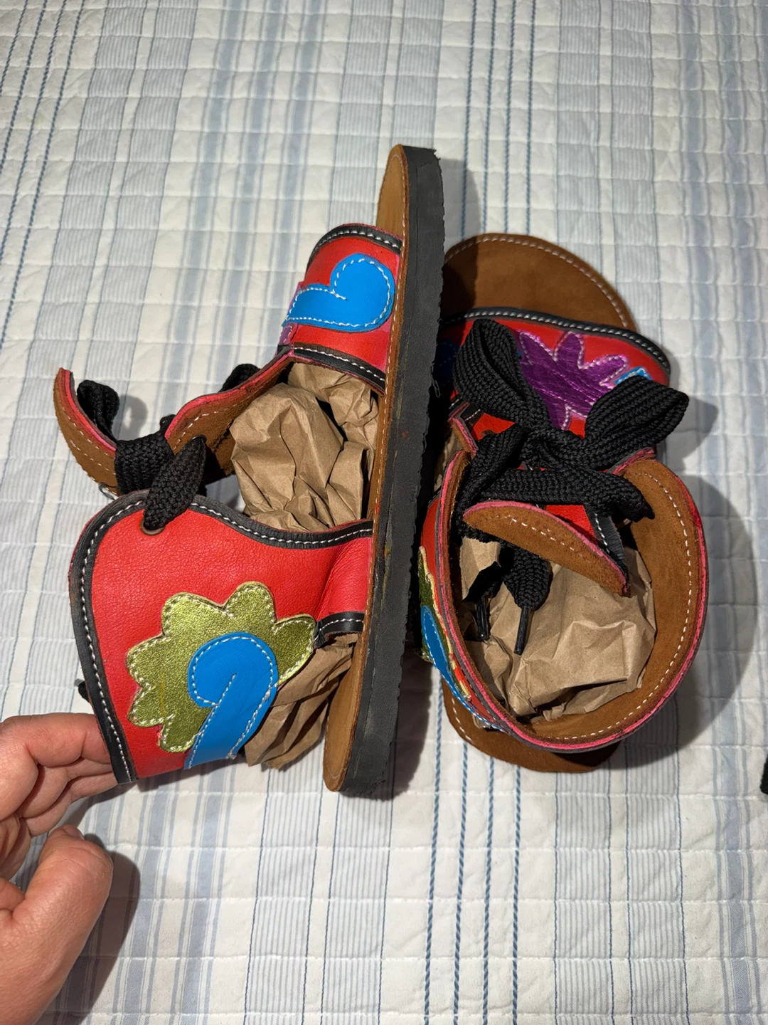 Multicolor Leather Lace-Up Sandals - photo 3