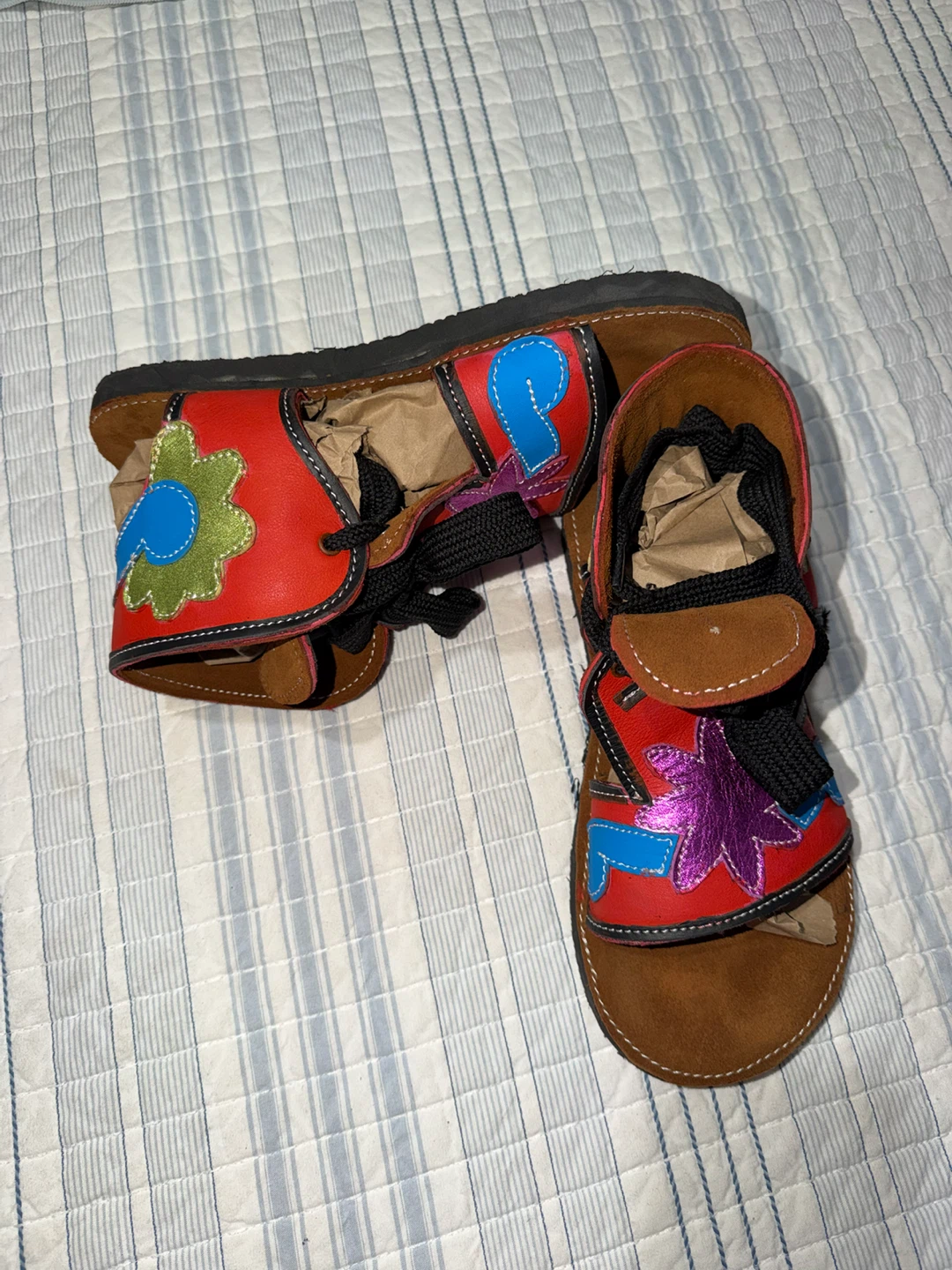 Multicolor Leather Lace-Up Sandals - photo 4