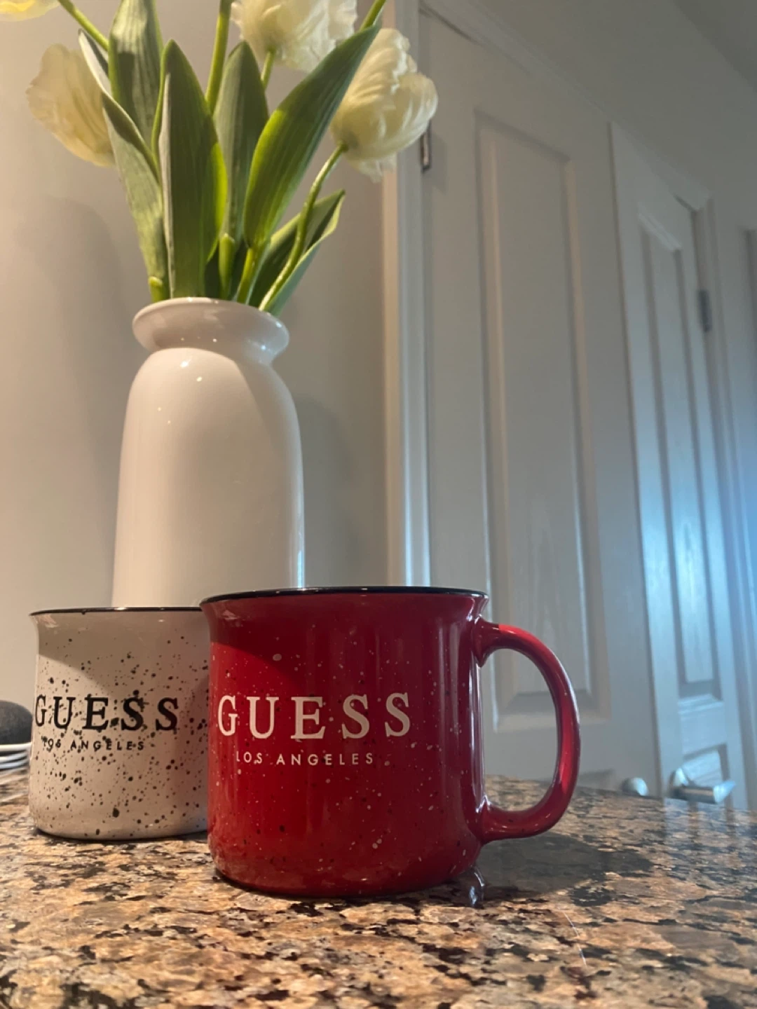 Set of Two GUESS Los Angeles Speckled Mugs