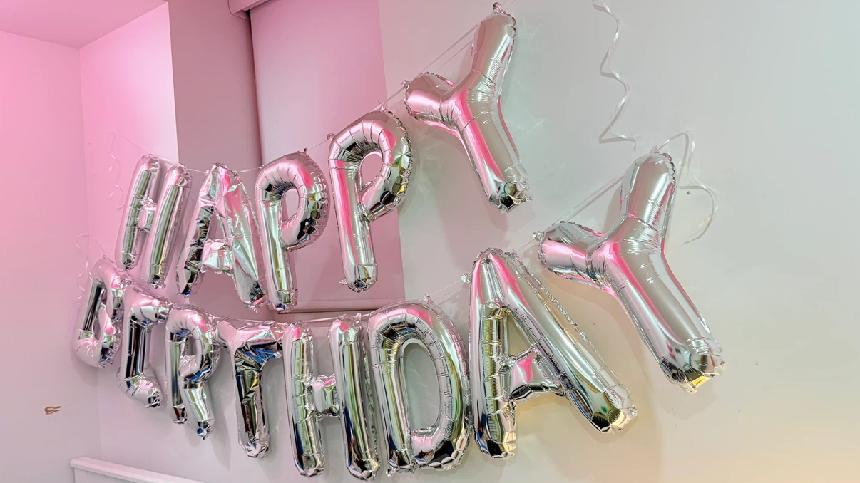 Silver Happy Birthday Foil Balloon Banner