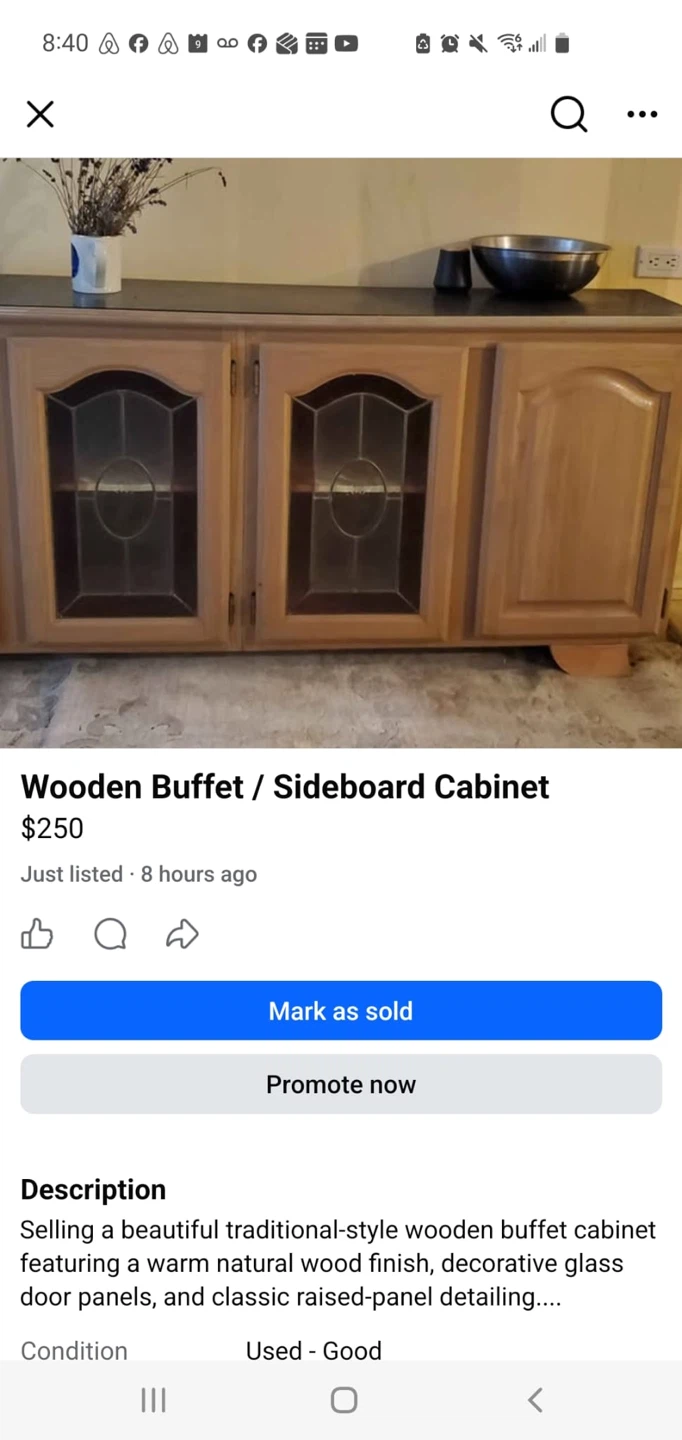 Wooden Buffet Sideboard Cabinet