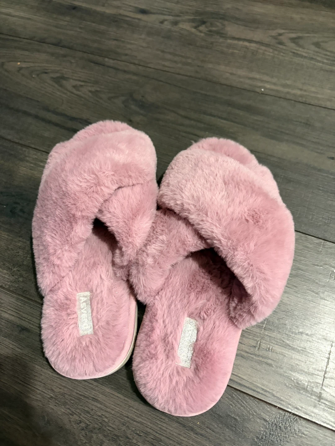 Asverd Pink Faux Fur Slippers