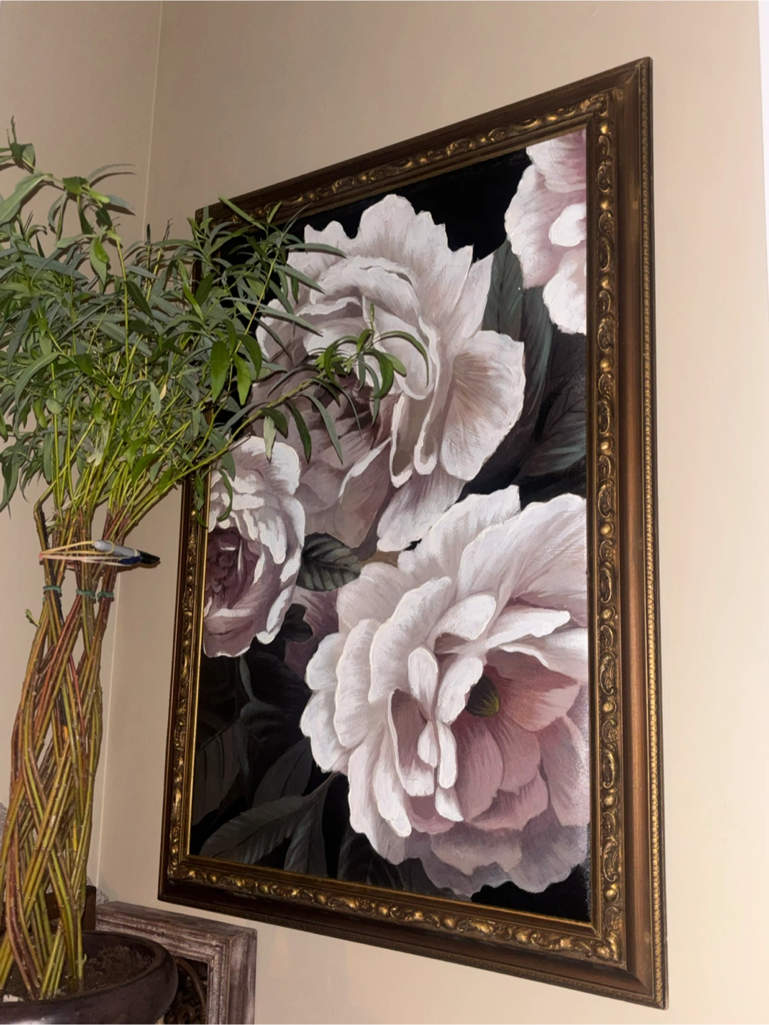 Large painting Floral Wall Art oil Ornate Gold Frame - photo 2