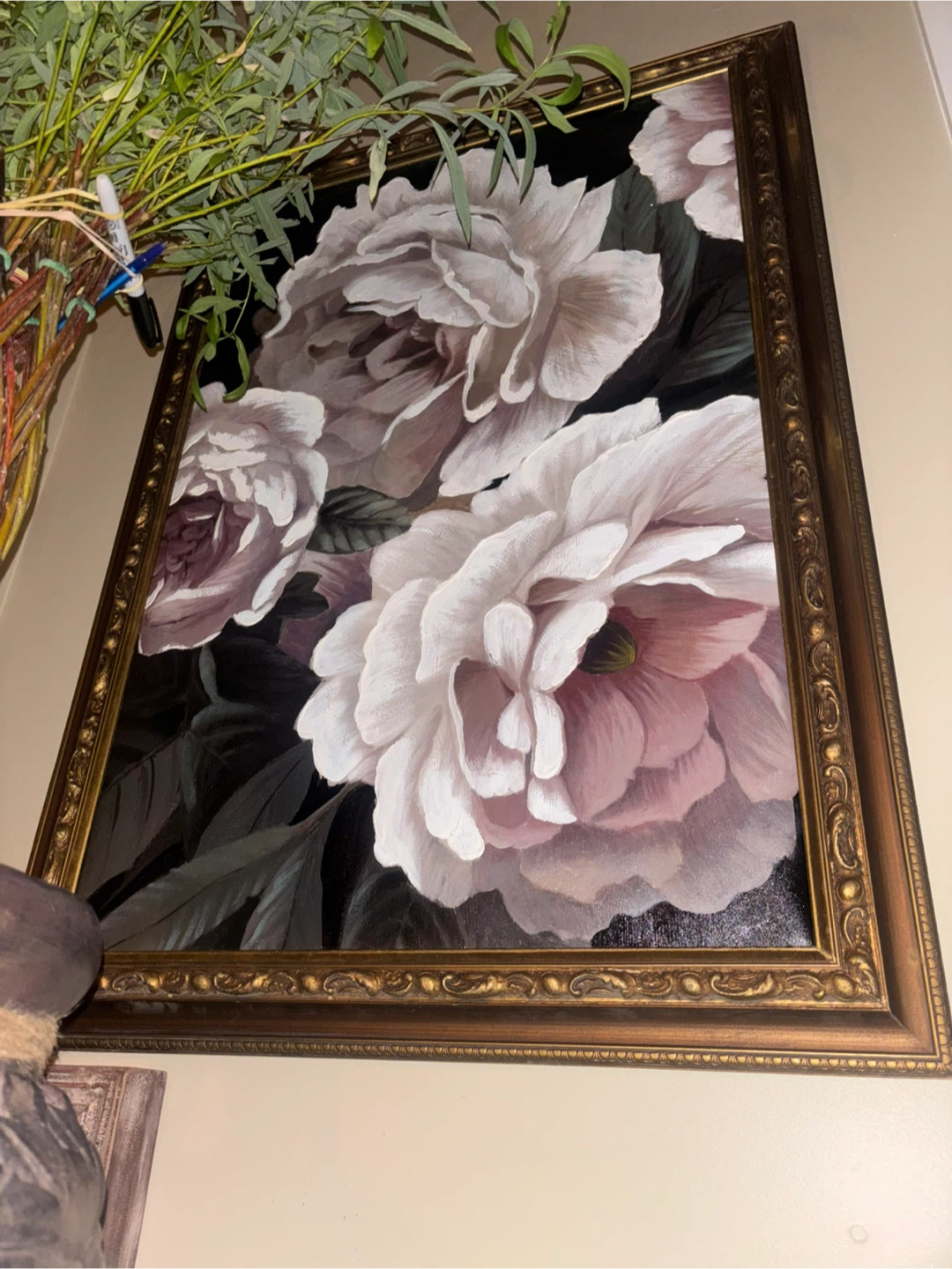Large painting Floral Wall Art oil Ornate Gold Frame - photo 3