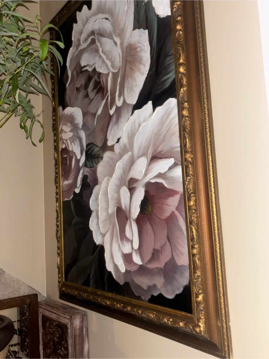 Large painting Floral Wall Art oil Ornate Gold Frame - photo 4