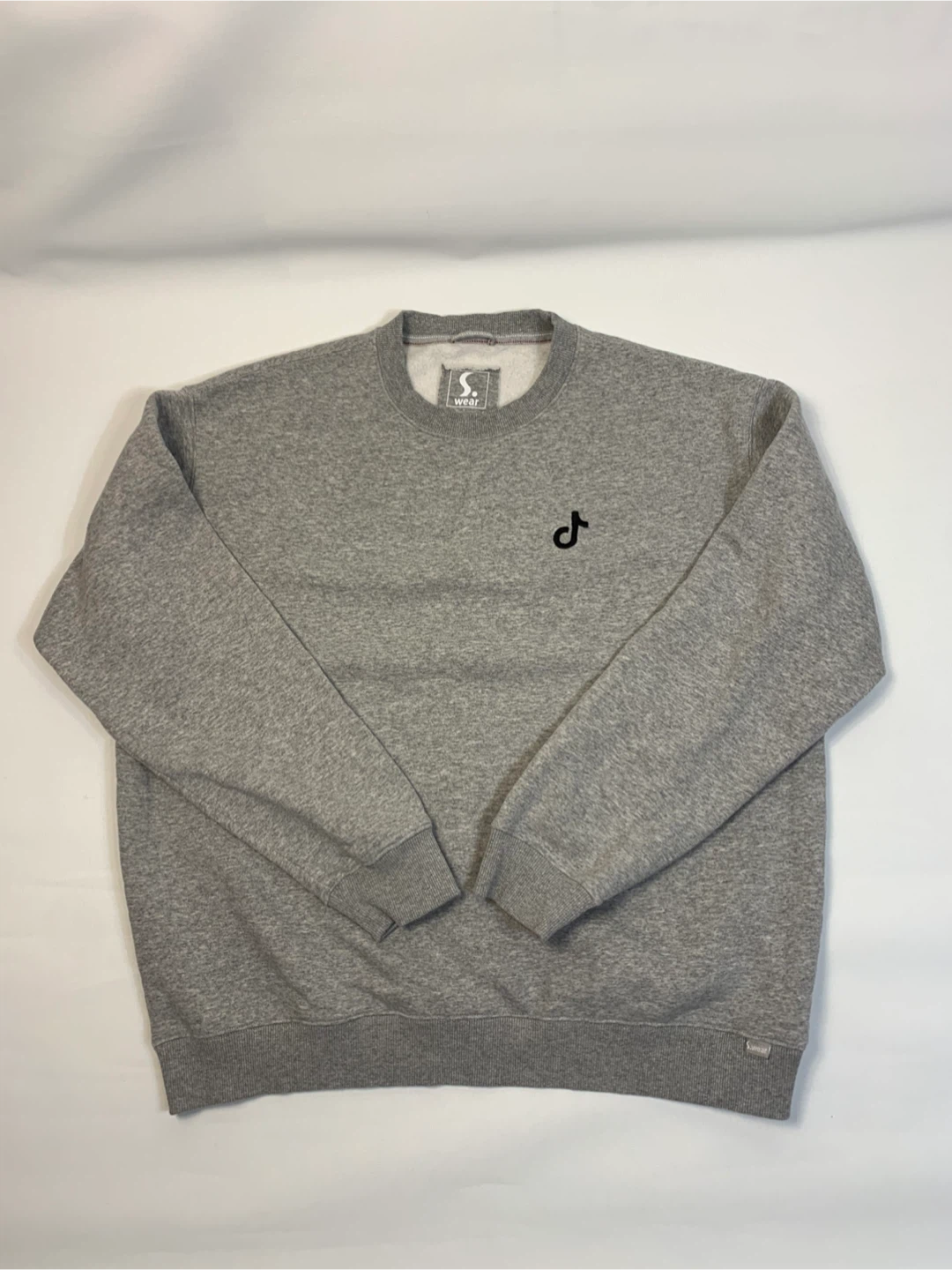 S. Wear Gray Crewneck Sweatshirt with Tik-Tok Logo