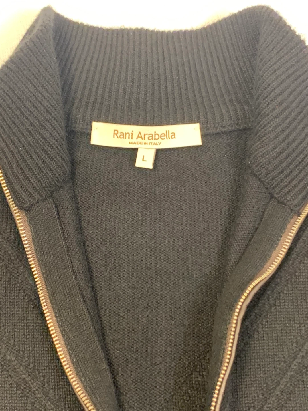 Rani Arabella Cashmere Black Zip-Up Sweater, Large - photo 2
