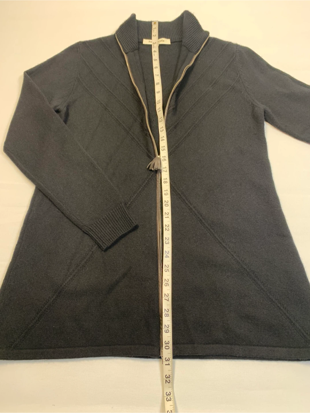 Rani Arabella Cashmere Black Zip-Up Sweater, Large - photo 4