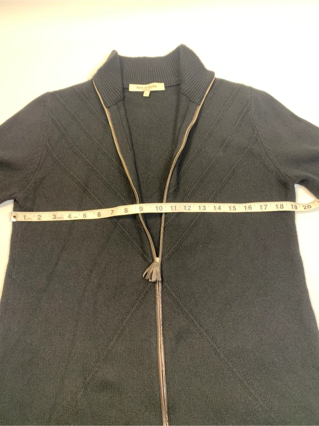 Rani Arabella Cashmere Black Zip-Up Sweater, Large - photo 5