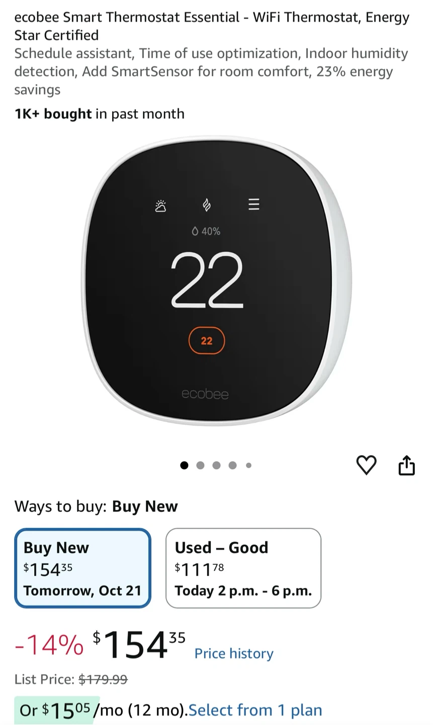 ecobee Smart Thermostat Essential