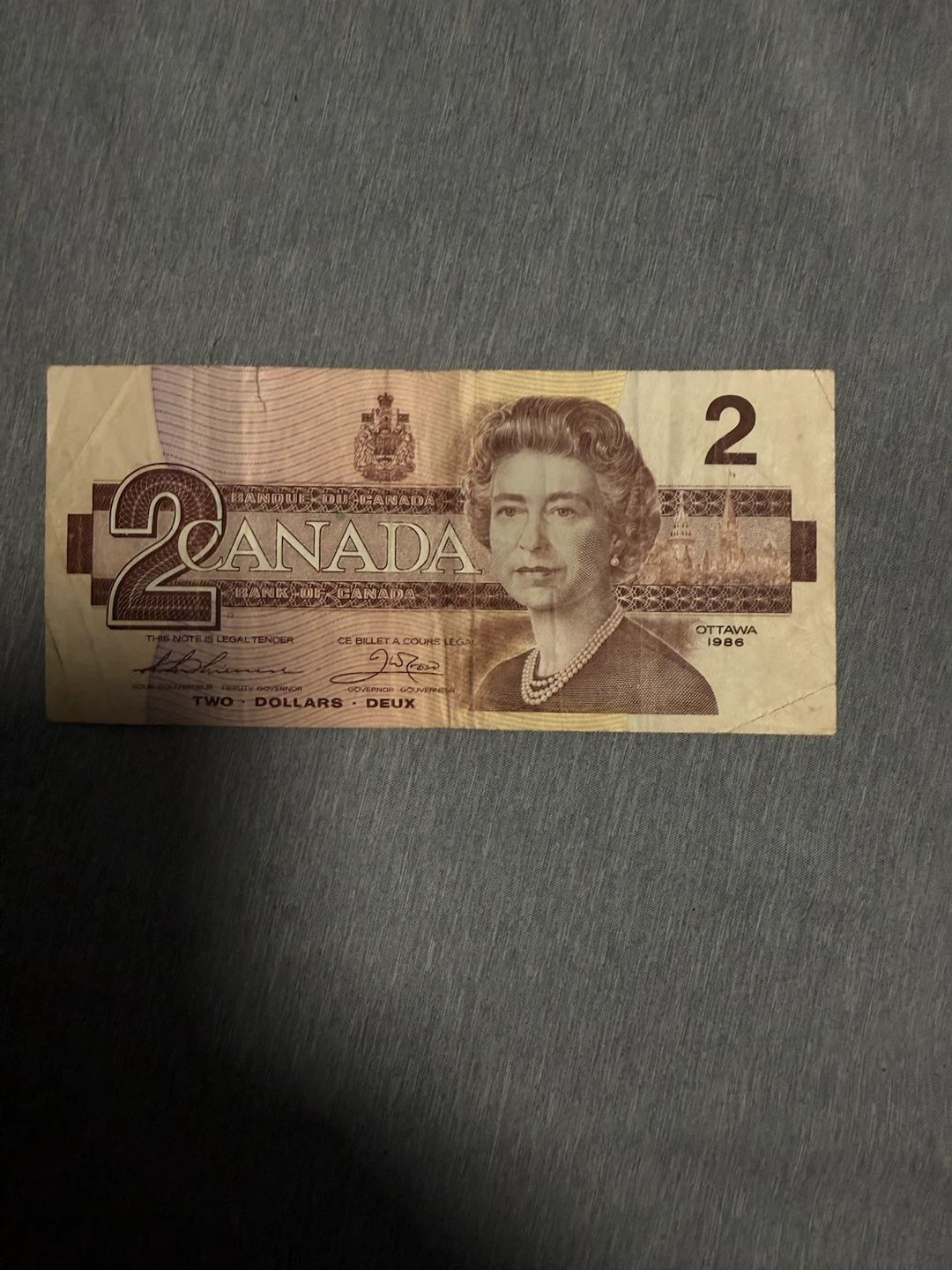 Vintage 1986 Canadian Two Dollar Bill