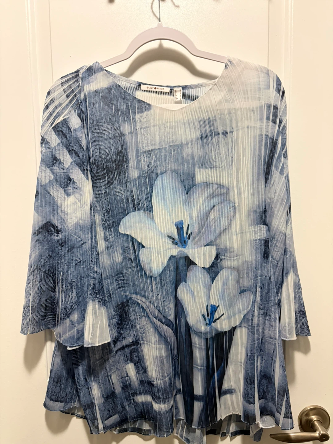 Punt Roma Floral Print Pleated Tunic Top