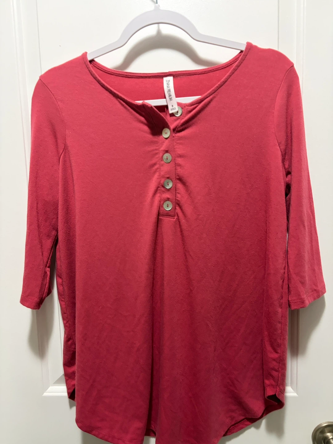 Zenana Premium Red Henley Shirt