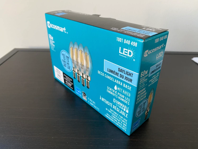 BRAND NEW EcoSmart 60W Replacement LED Candelabra Bulbs 4-Pack - photo 3