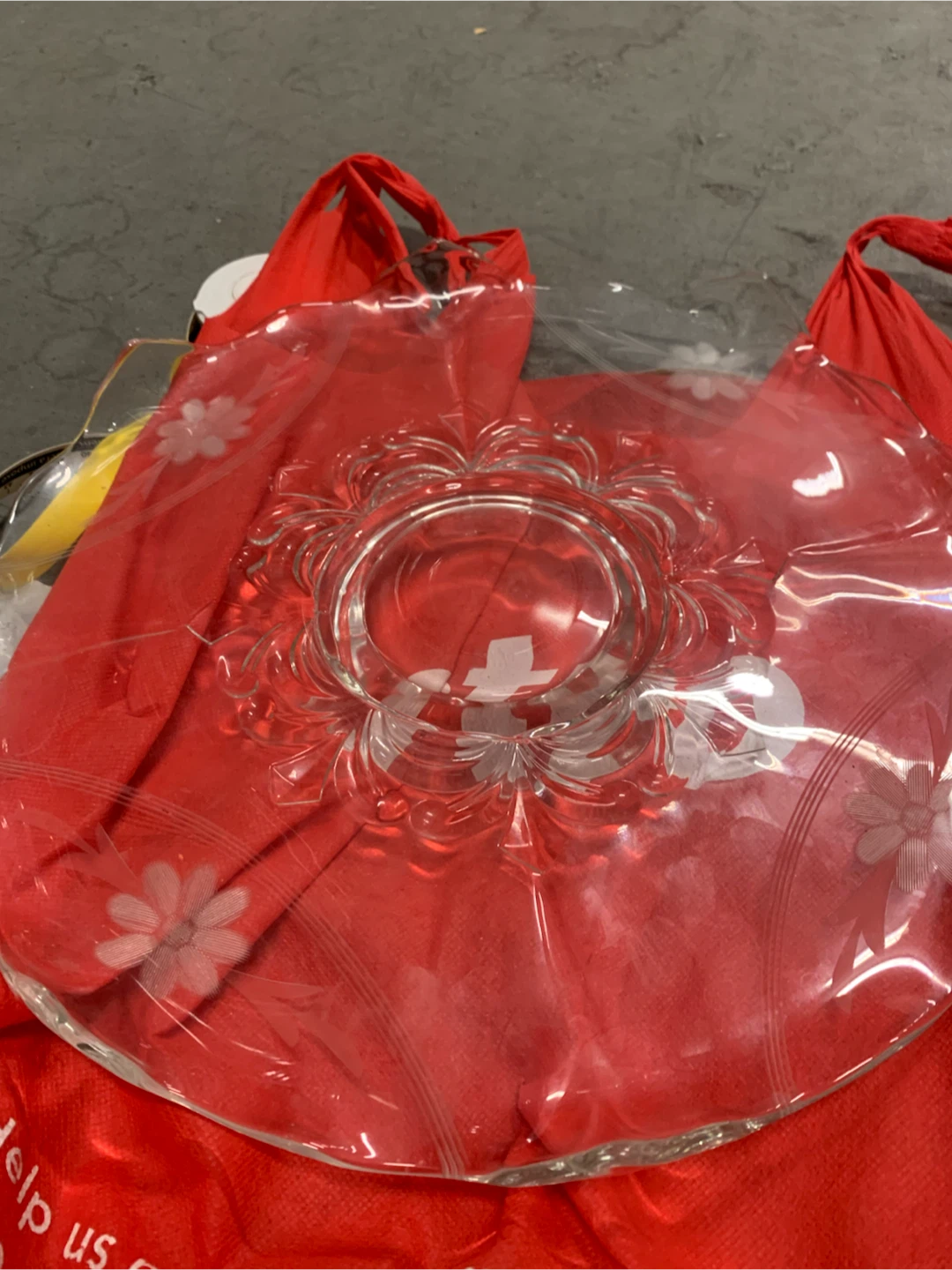 Antique vintage glass platter, cake stand serving dish