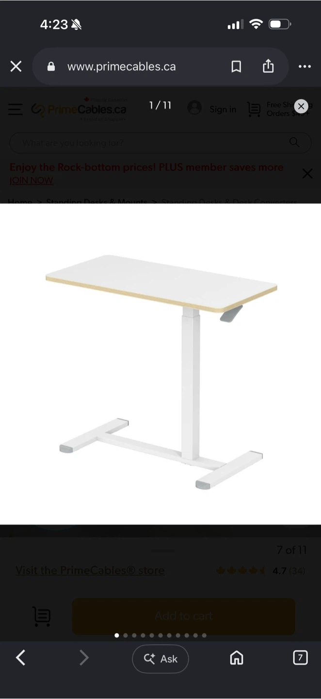 PrimeCables Ergo Height Adjustable Mobile Table - photo 3