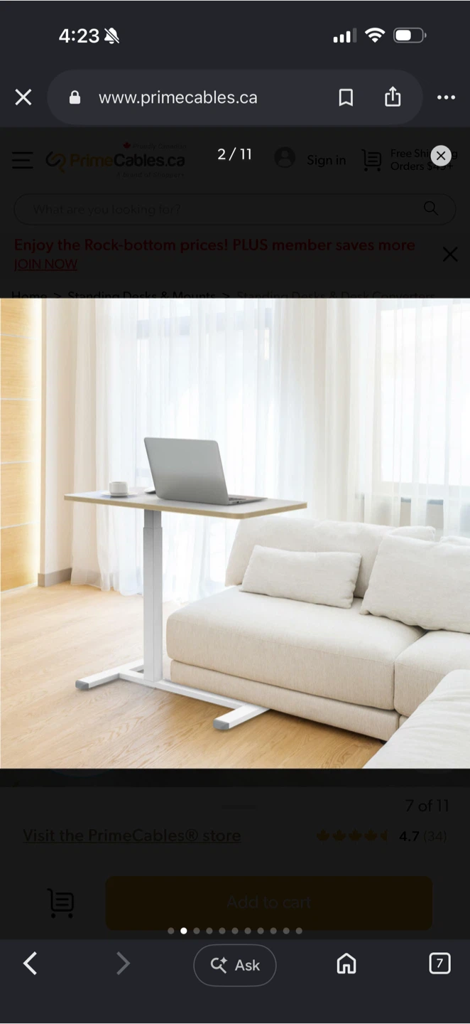 PrimeCables Ergo Height Adjustable Mobile Table - photo 4