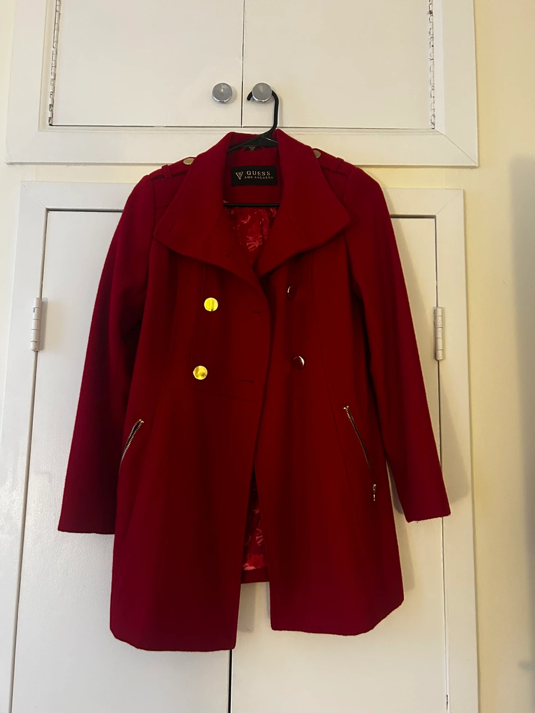 Guess Los Angeles Red Wool Coat