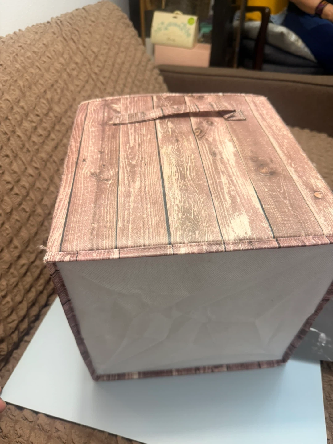 Wood Grain Fabric Storage Bin - photo 4