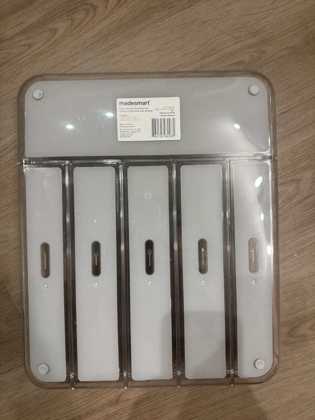 Madesmart 6-Compartment Cutlery Drawer Organizer - Clear/Grey - photo 2