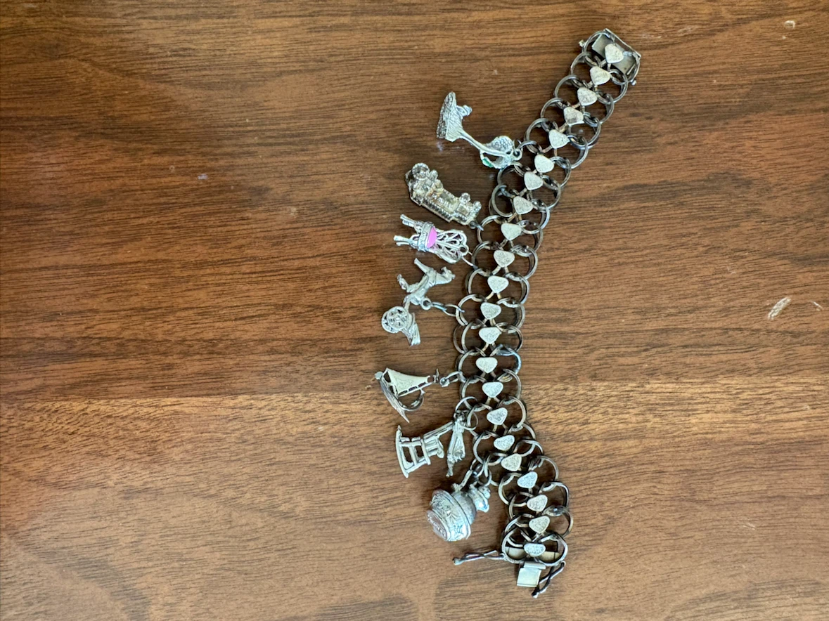 Vintage silver tone charm bracelet