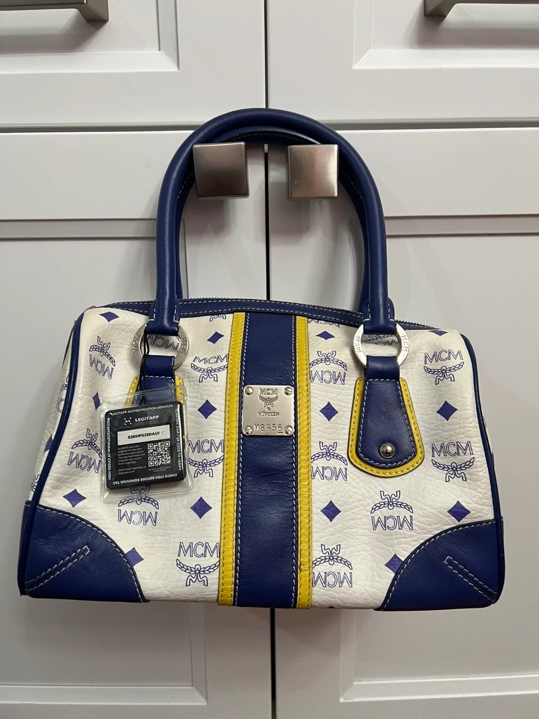 MCM Visetos Print Boston Bag