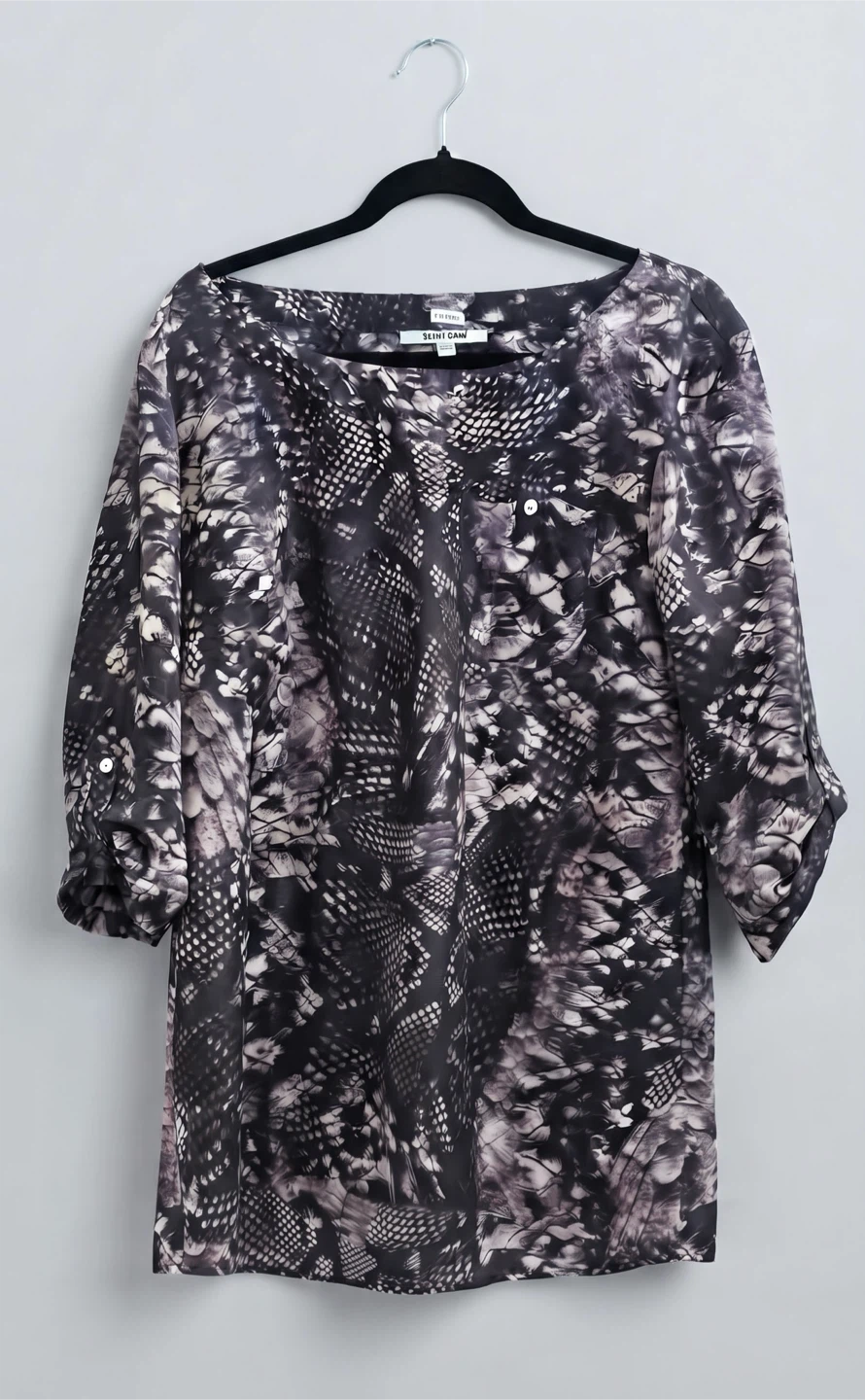 Daniel Rainn Black & Grey Snake Print Blouse Size M (Worn Once)