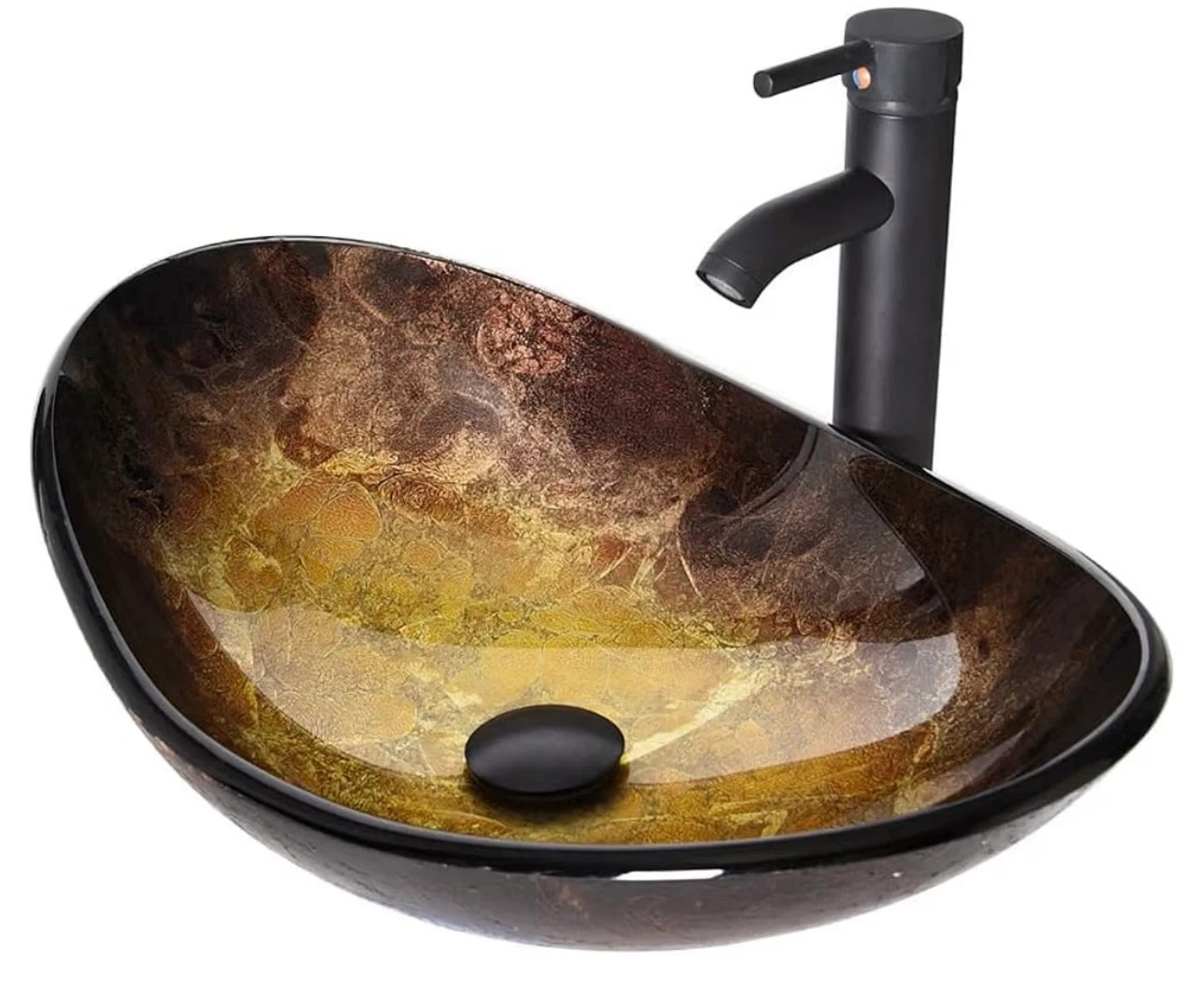 Tempered Glass Vessel Sink and Faucet Set