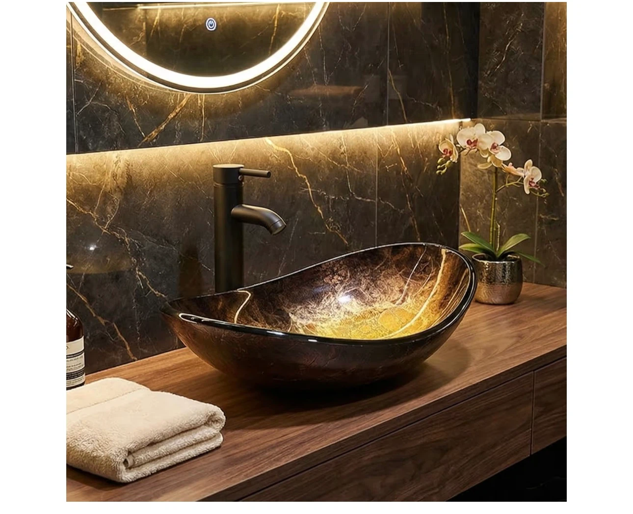 Tempered Glass Vessel Sink and Faucet Set - photo 2
