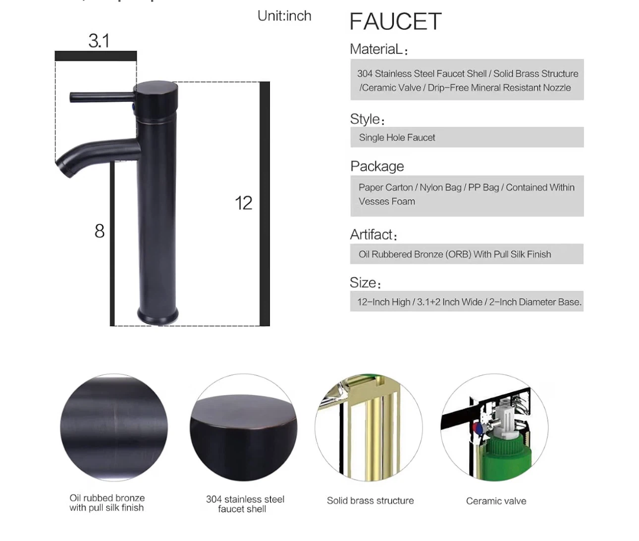 Tempered Glass Vessel Sink and Faucet Set - photo 3