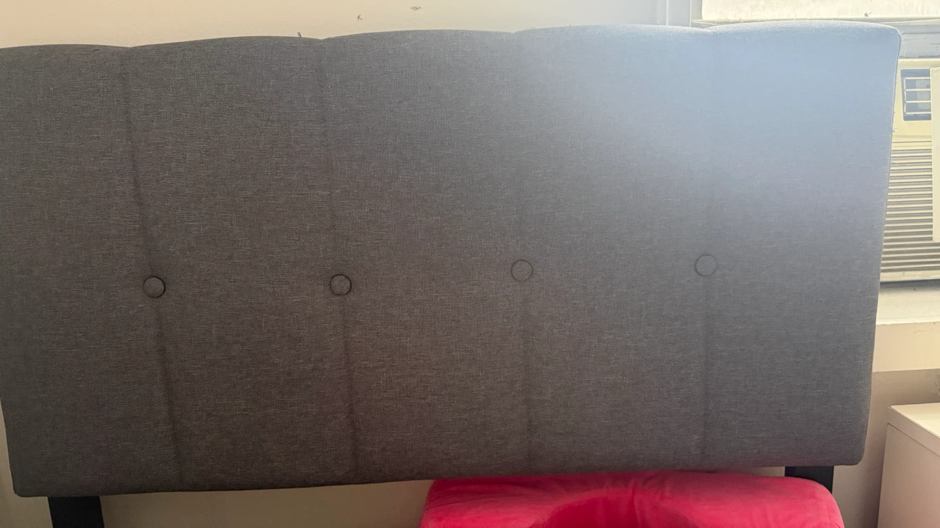 Twin size grey upholstered bed frame - photo 2