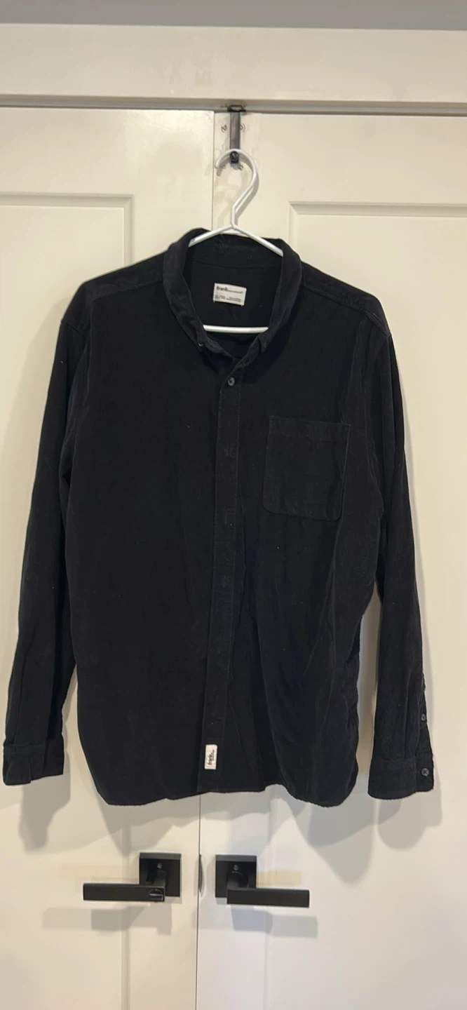 Frank and Oak black corduroy shirt