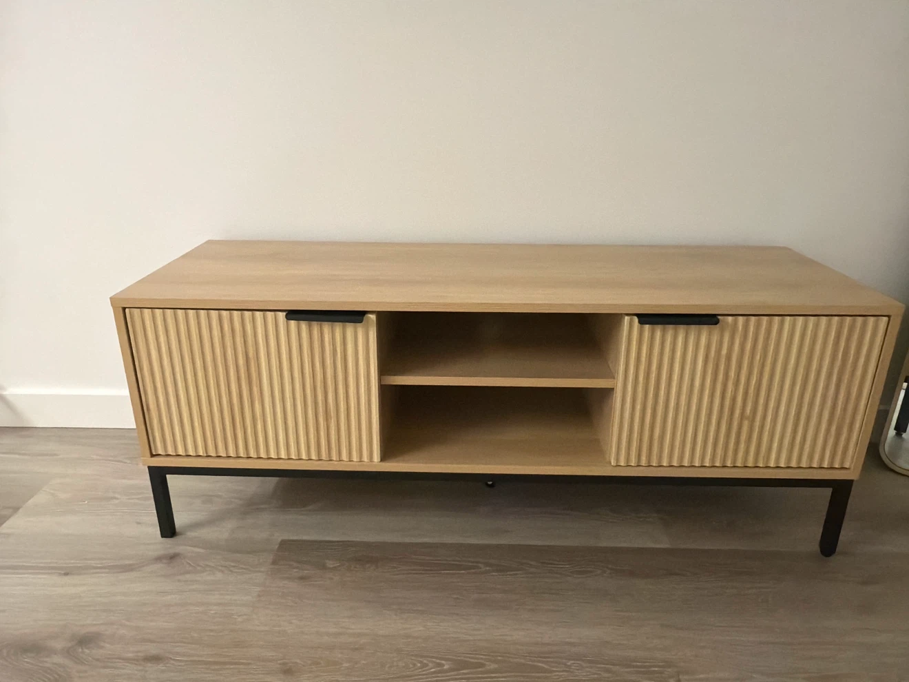 Modern Fluted Wood TV Stand - photo 2