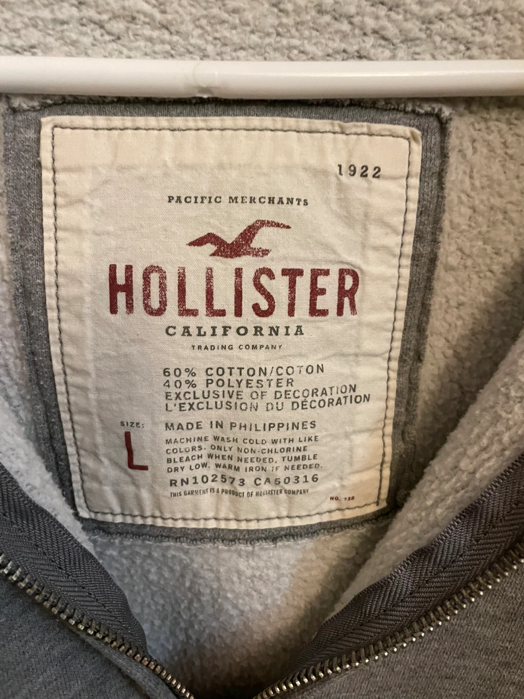 Hollister California Zip-Up Hoodie Grey - photo 2