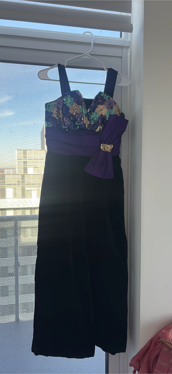 Girls Purple and Black Sequin Dress