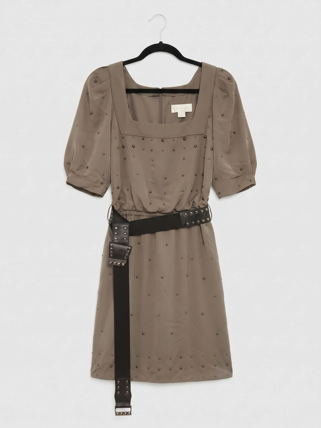 Jessica Simpson Taupe Studded Dress with Belt - Size 12