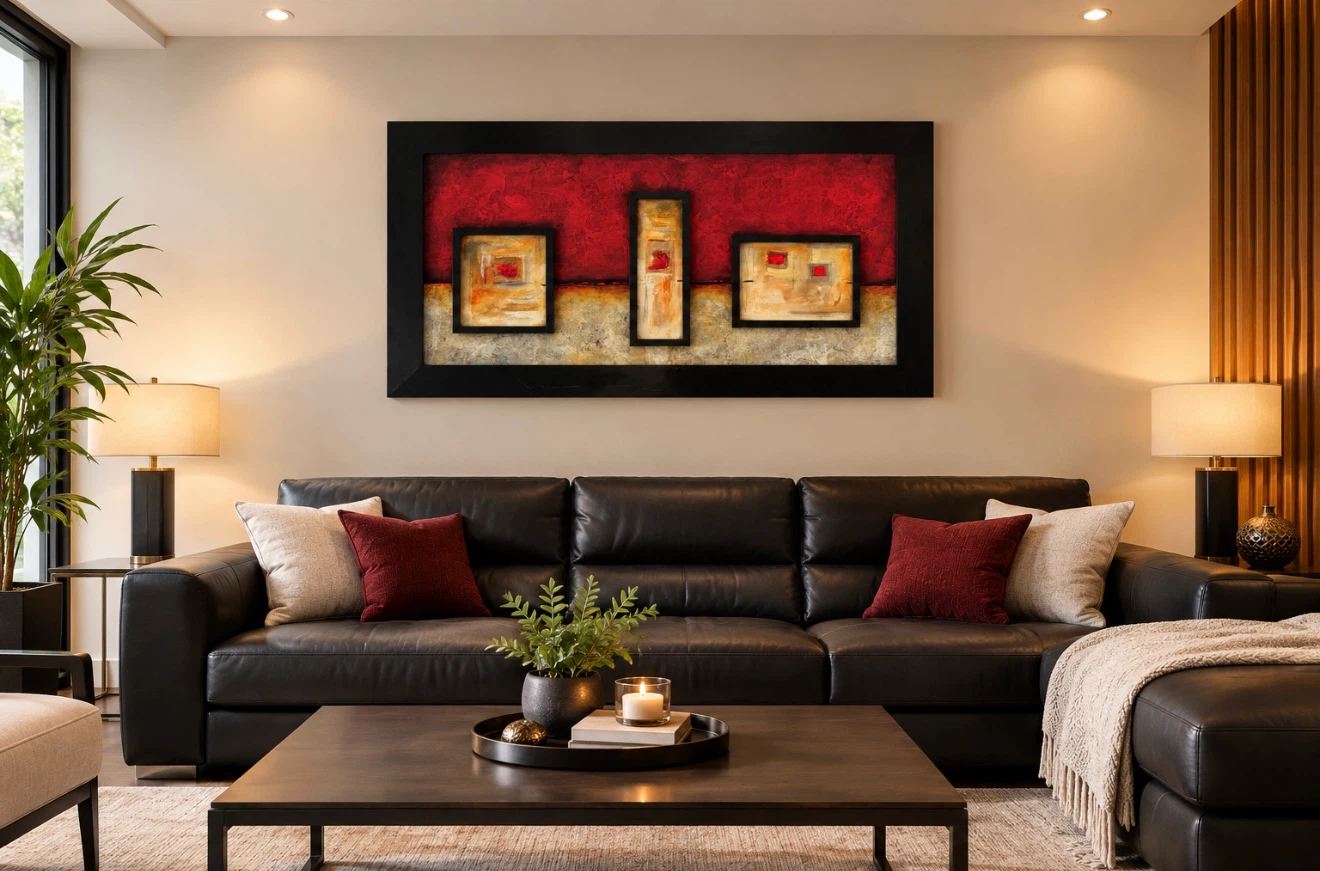 Large Framed Abstract Wall Art wooden frame