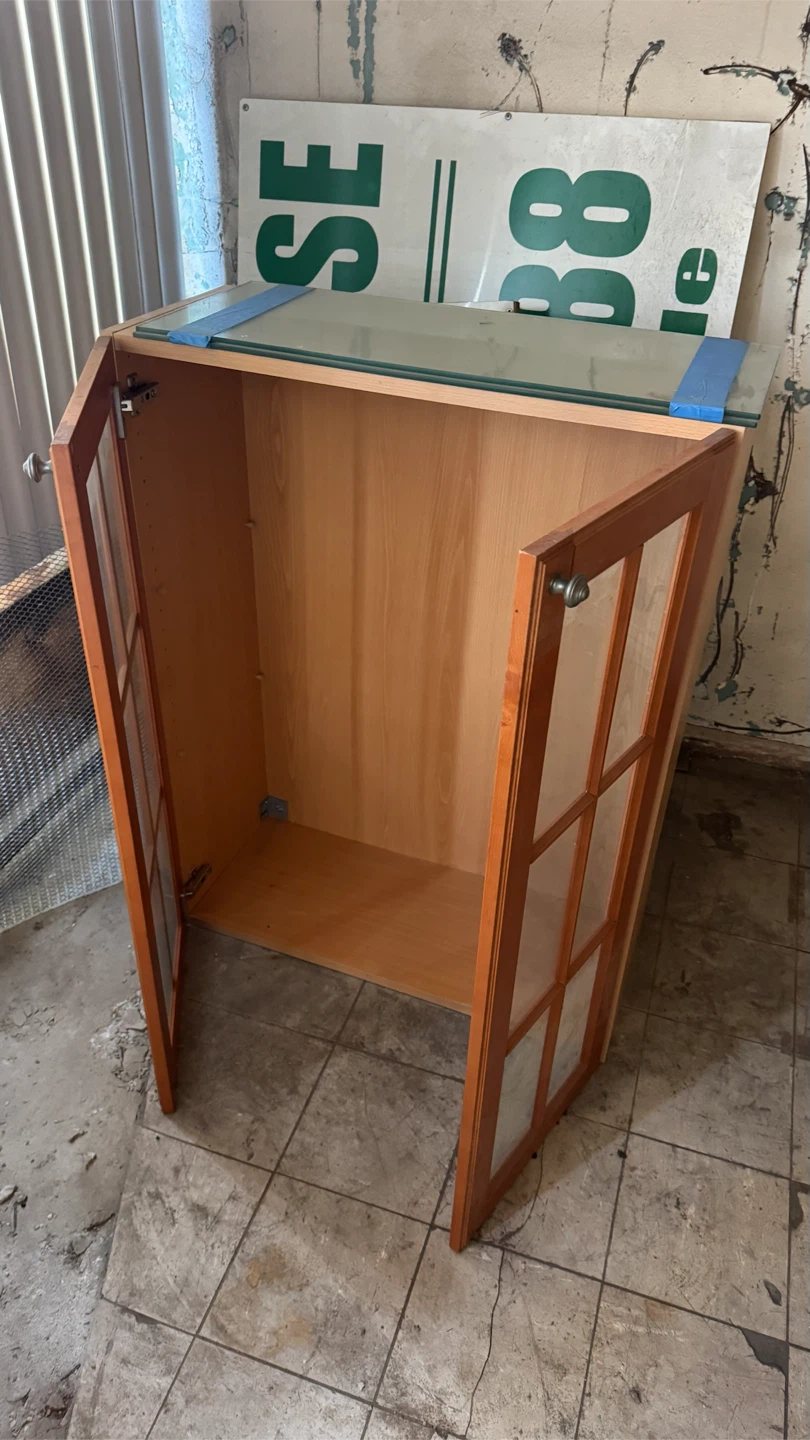 Wooden Display Cabinet with Glass Doors