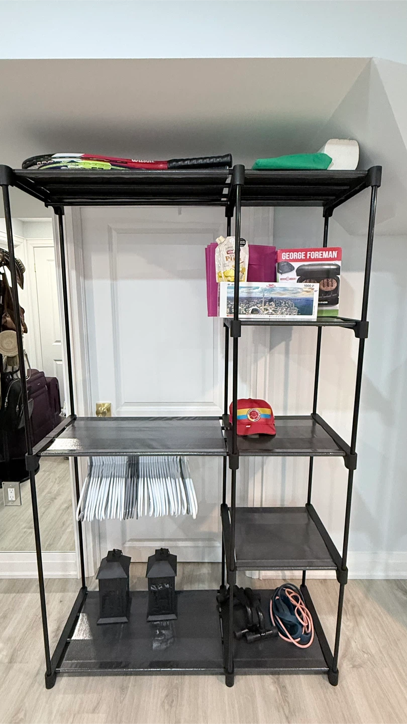 Black modular wire and fabric garment rack - photo 3