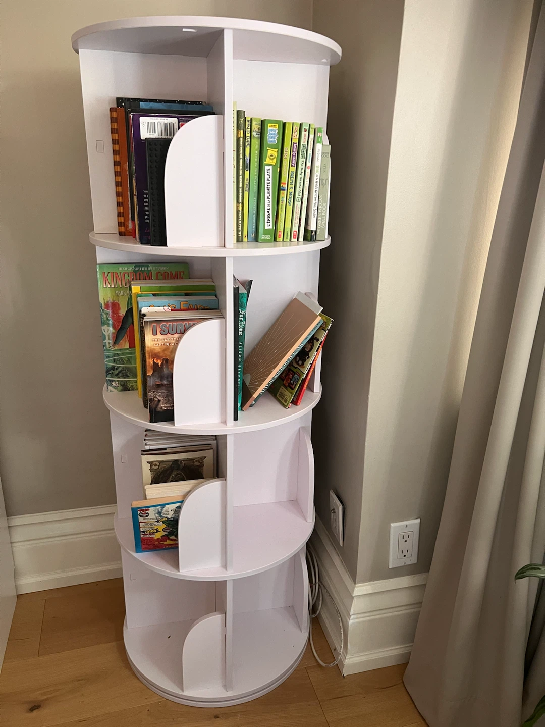 White Rotating Bookshelf