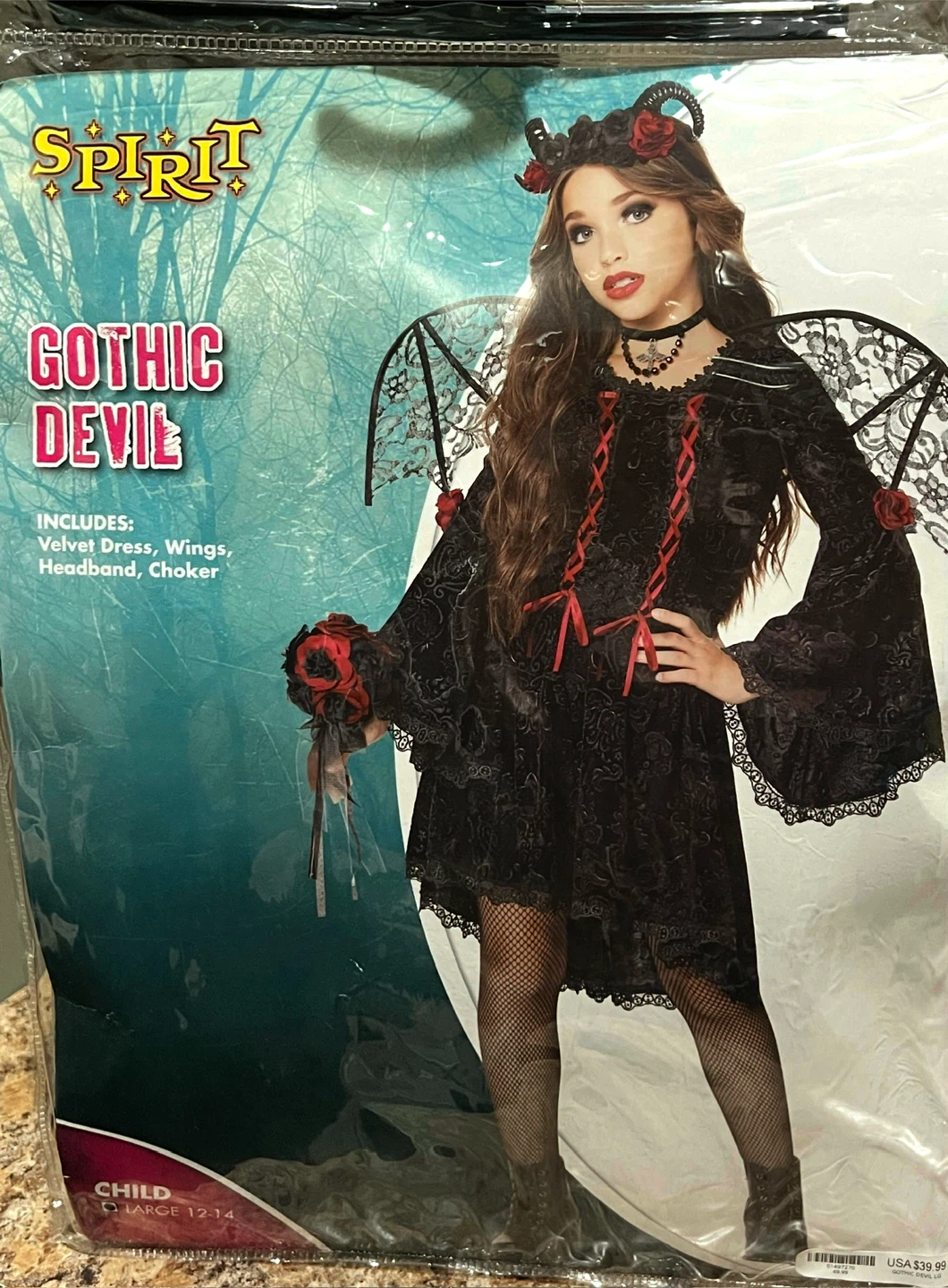 Spirit Halloween Gothic Devil Costume Size Large 12-14