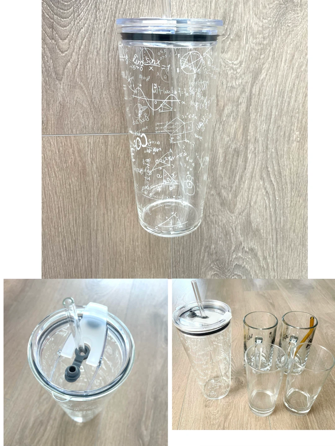 Glass Tumbler with Lid and Straw + 4 Extra Glasses - photo 2
