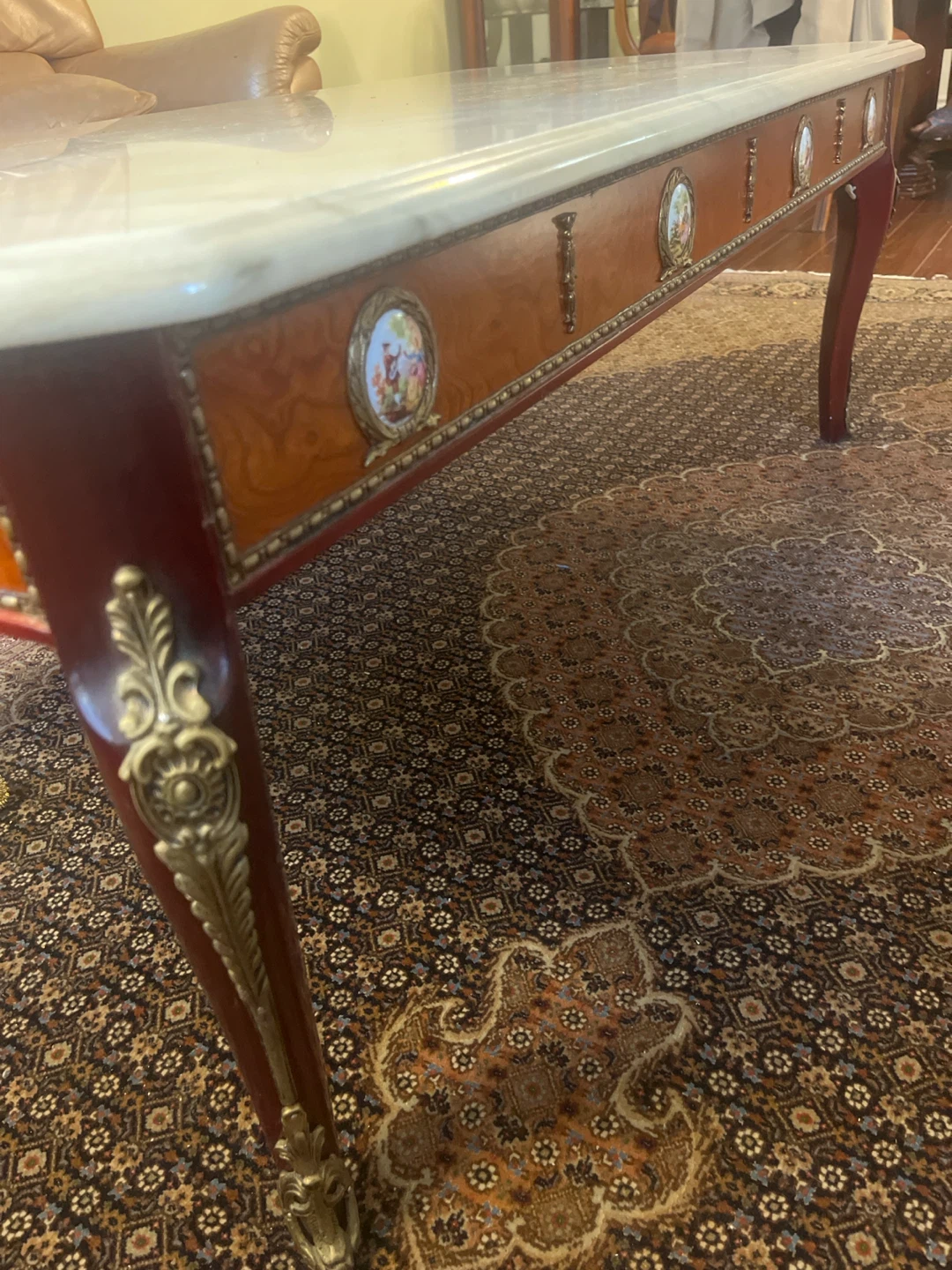 Vintage French Style Coffee Table with Marble Top - photo 2